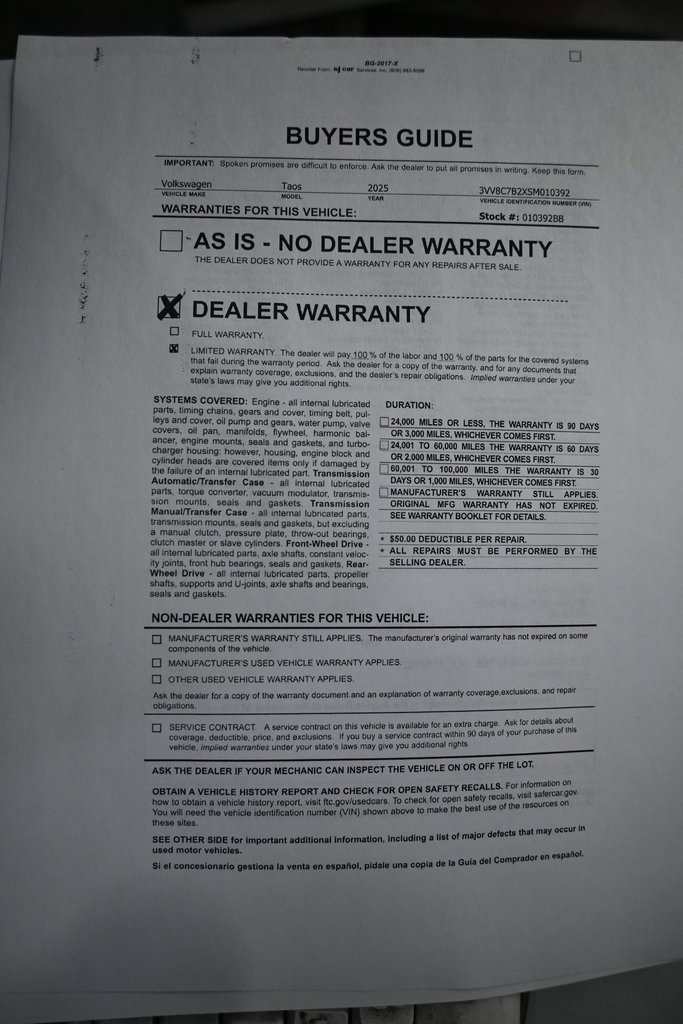 Used 2025 Volkswagen Taos S image 4