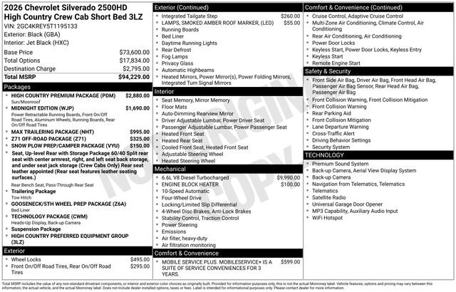 New 2026 Chevrolet Silverado 2500 High Country w/ High Country Premium Package AWD/4WD image 6