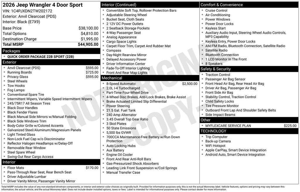 New 2026 Jeep Wrangler Sport image 3