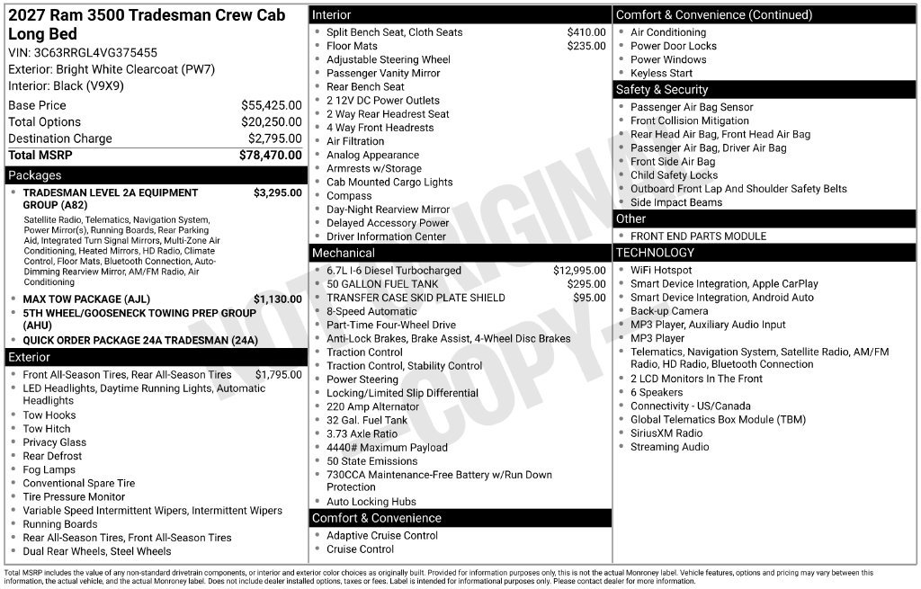 New 2027 RAM 3500 Tradesman AWD/4WD image 22