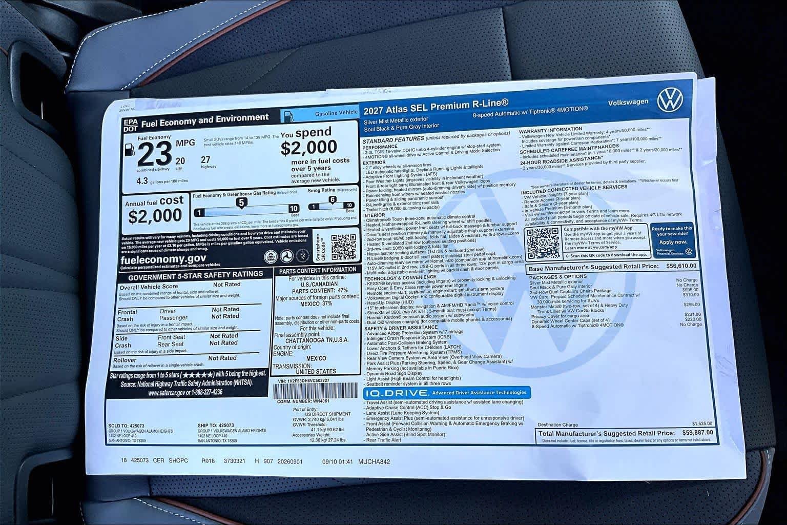 New 2027 Volkswagen Atlas SEL Premium R-Line AWD/4WD image 22