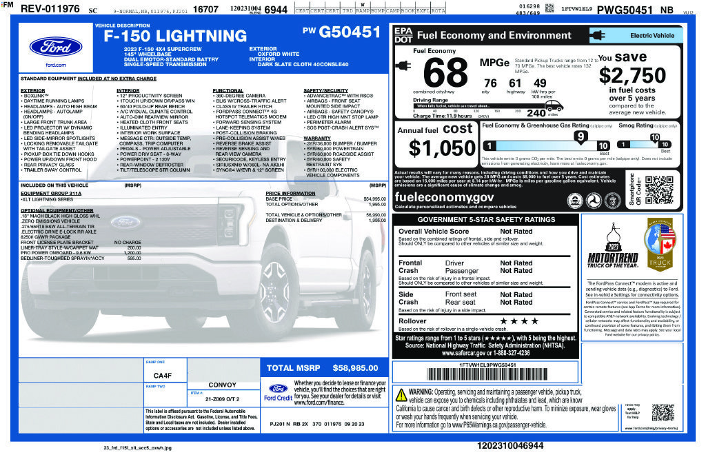 Certified 2023 Ford F150 Lightning XLT AWD/4WD image 36