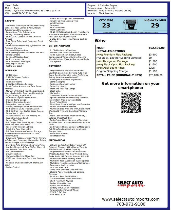 Used 2024 Audi Q5 e Premium Plus w/ Premium Plus Package image 2