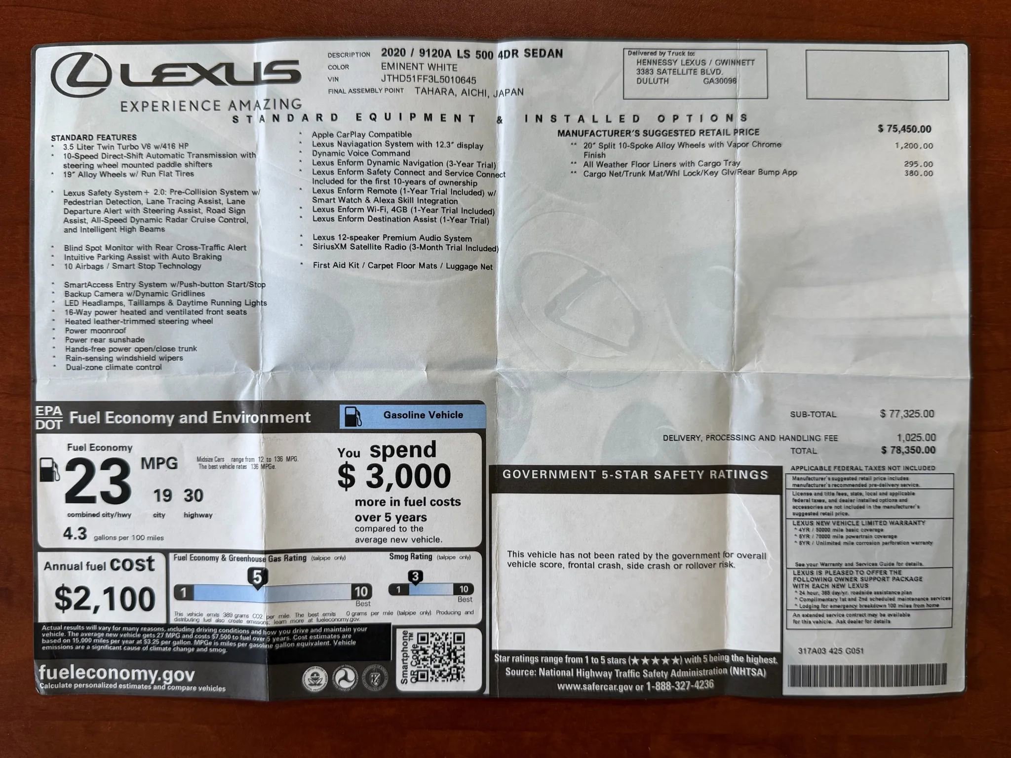 Used 2020 Lexus LS 500 w/ Accessory Package (Z2) image 13