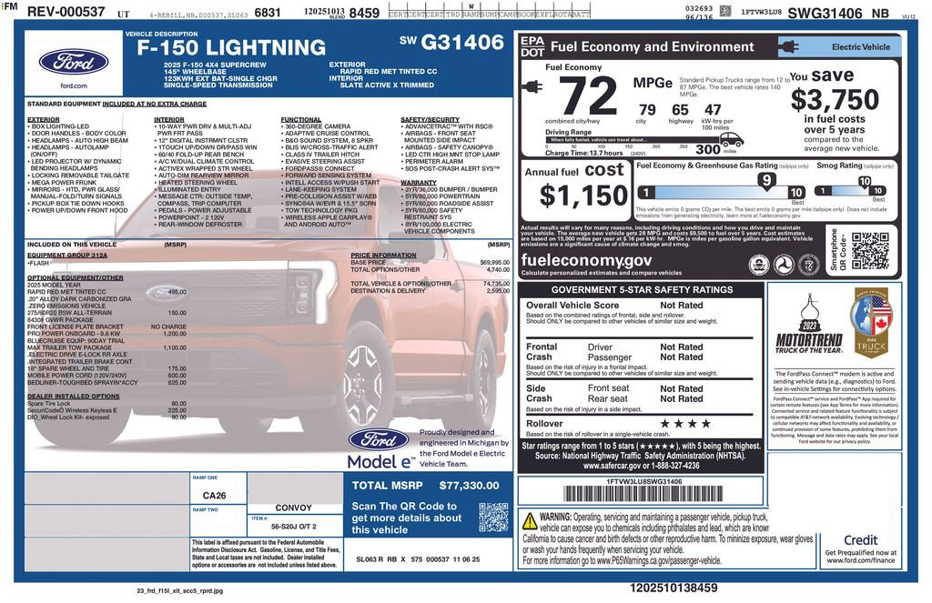 New 2025 Ford F150 Lightning Flash AWD/4WD image 2