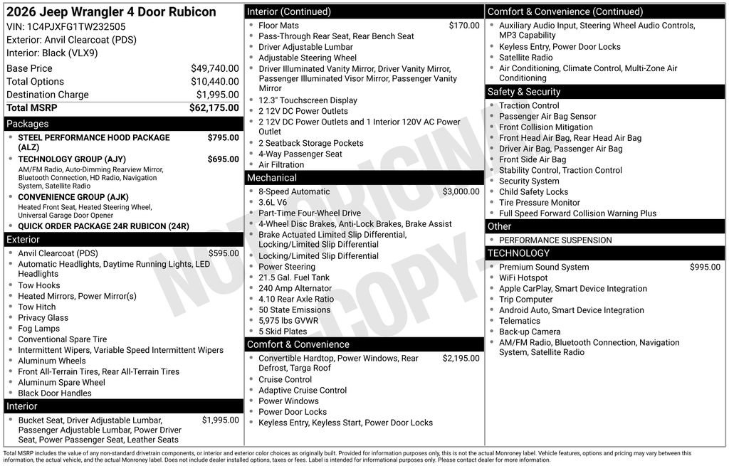 New 2026 Jeep Wrangler Unlimited Rubicon AWD/4WD image 6