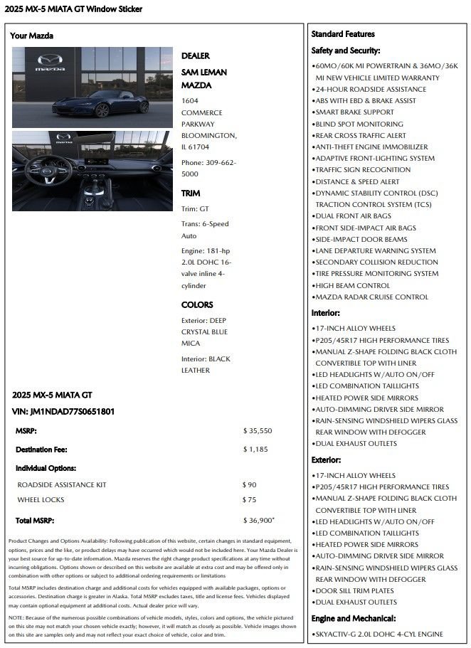 Used 2025 MAZDA MX-5 Miata Grand Touring RWD image 28
