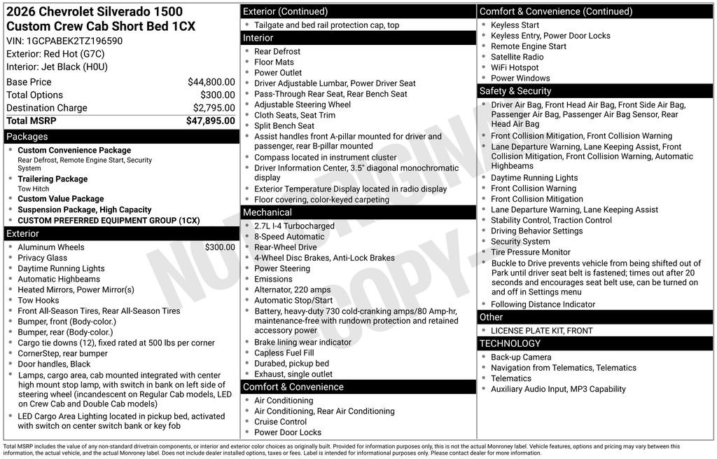New 2026 Chevrolet Silverado 1500 Custom RWD image 6