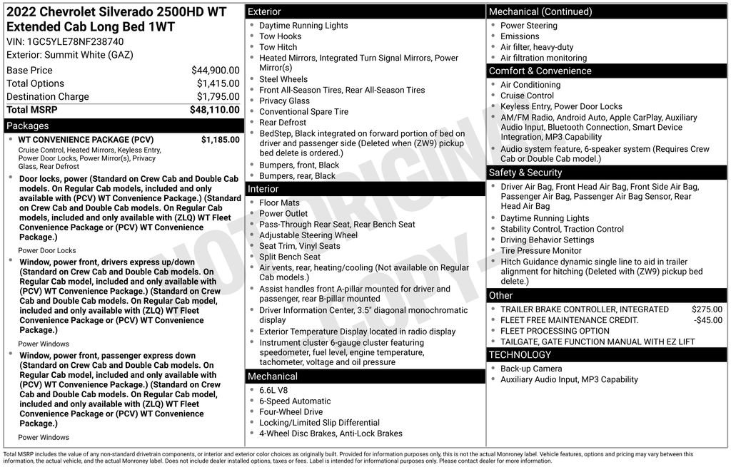 Used 2022 Chevrolet Silverado 2500 W/T w/ WT Convenience Package image 4