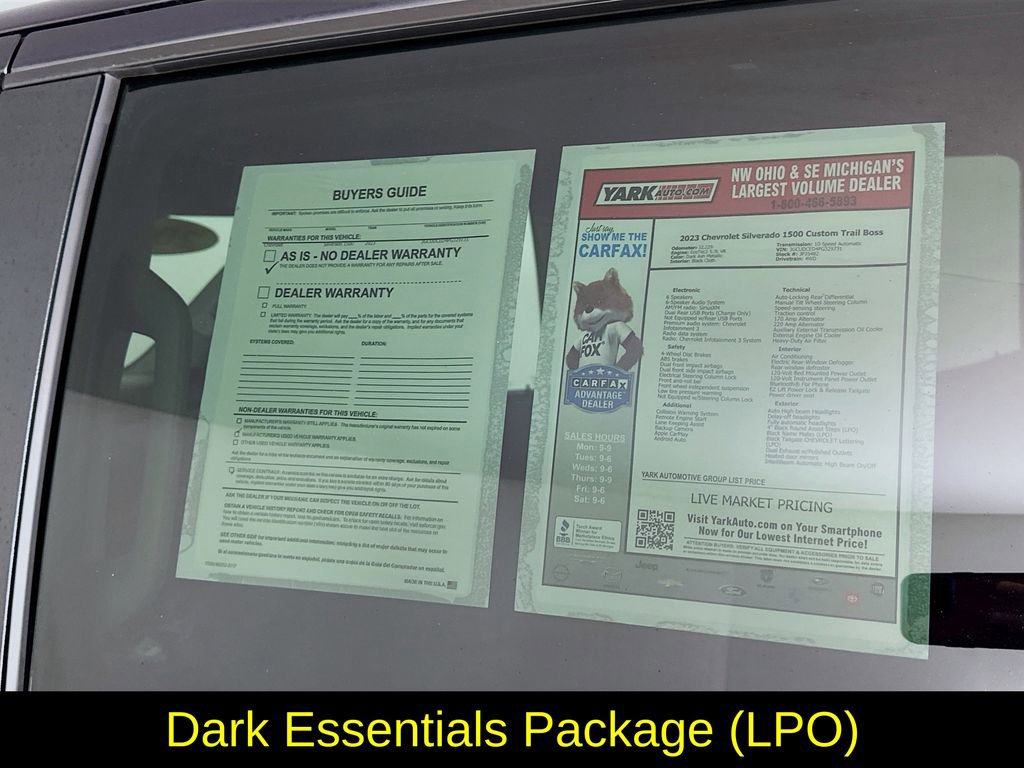 Used 2023 Chevrolet Silverado 1500 Custom Trail Boss w/ LPO, Dark Essentials Package image 13