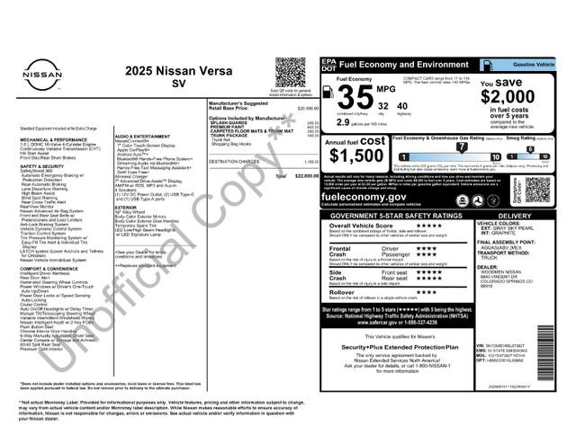 New 2025 Nissan Versa SV w/ Trunk Package FWD image 2