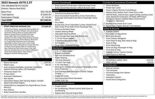 Used 2023 Genesis GV70 2.5T Sport Prestige w/ Sport Prestige Package image 37