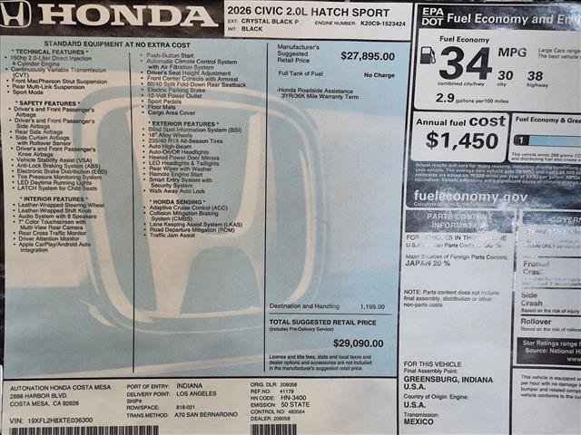 New 2026 Honda Civic Sport image 18