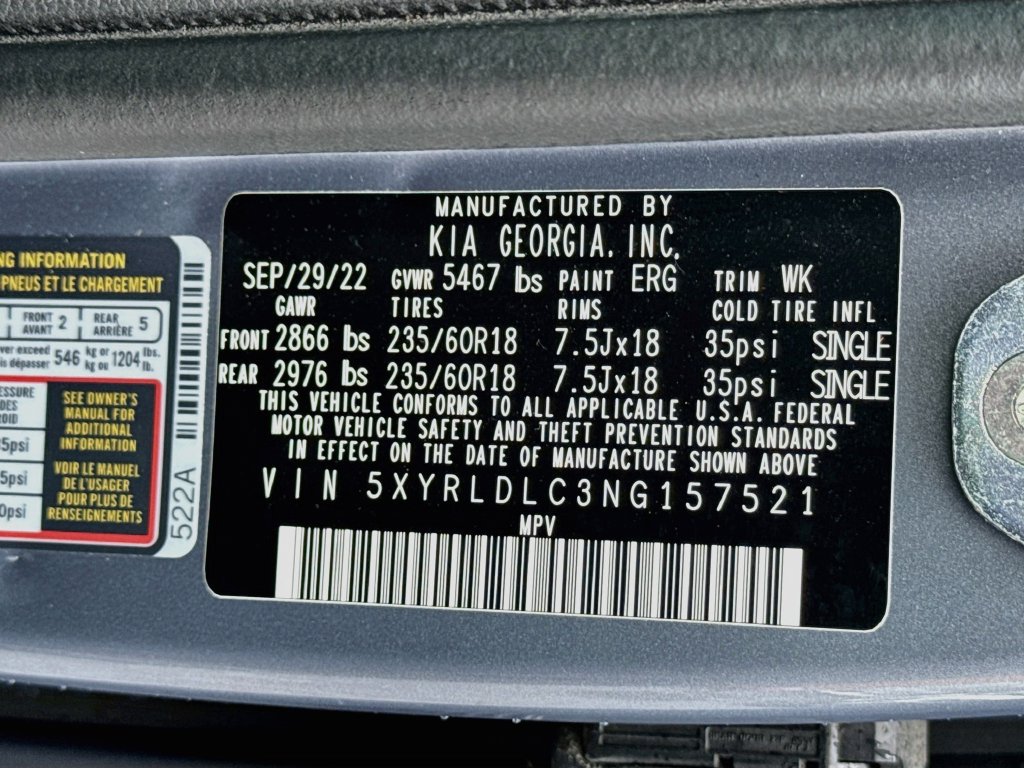 Certified 2022 Kia Sorento S w/ Option Group 015 AWD/4WD image 33