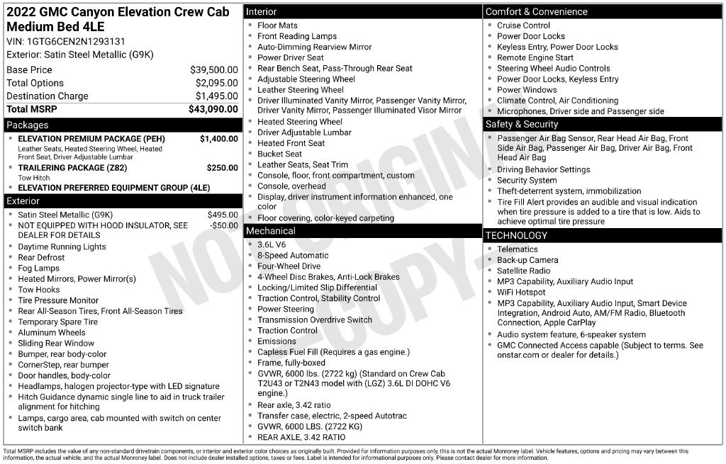 Used 2022 GMC Canyon Elevation w/ Elevation Premium Package AWD/4WD image 12