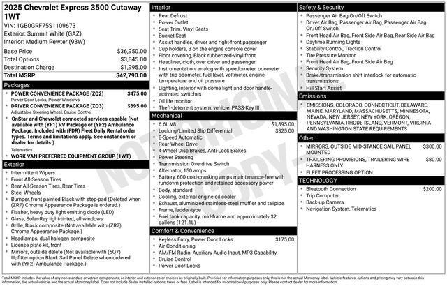 New 2025 Chevrolet Express 3500 Work Van w/ Power Convenience Package image 6