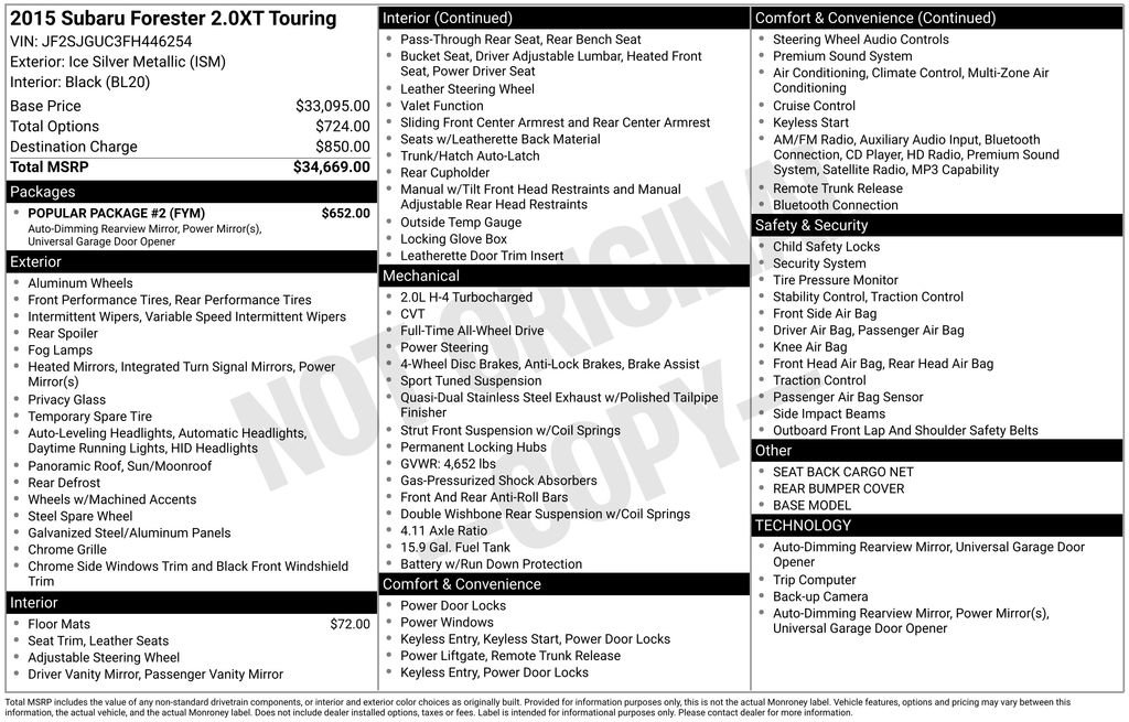 Used 2015 Subaru Forester 2.0XT Touring w/ Popular Package #2 image 19