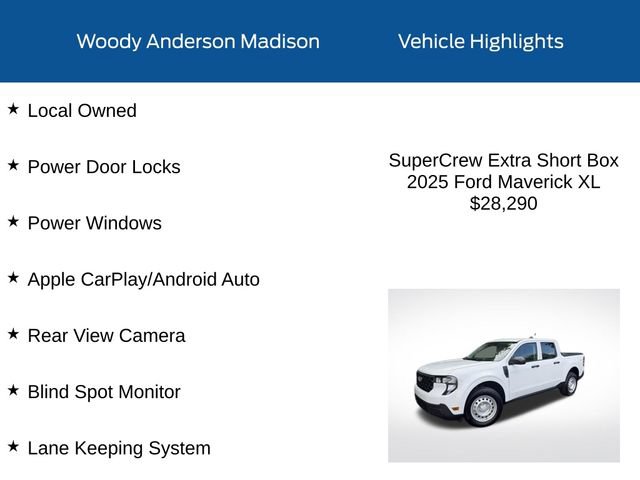 Used 2025 Ford Maverick XL w/ Equipment Group 102A AWD/4WD image 2