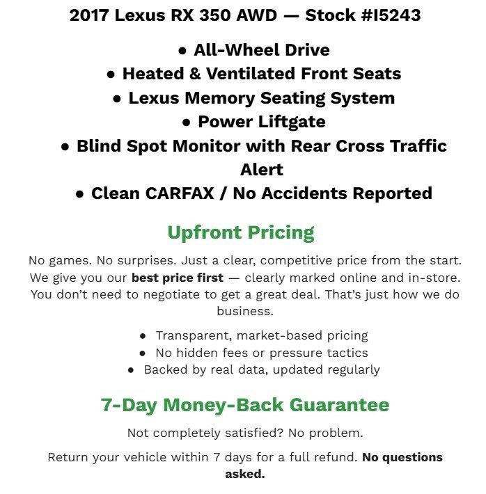 Used 2017 Lexus RX 350 AWD image 3