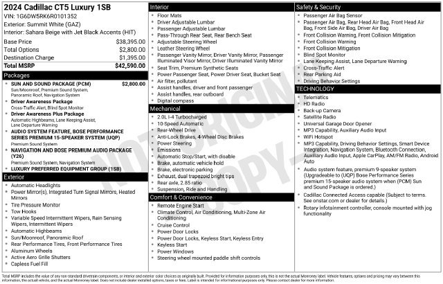 Certified 2024 Cadillac CT5 Luxury w/ Sun And Sound Package RWD image 33