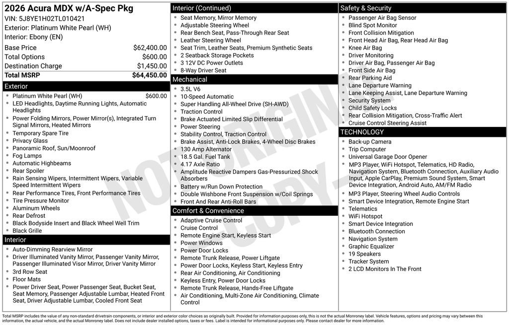Certified 2026 Acura MDX A-Spec AWD/4WD image 4