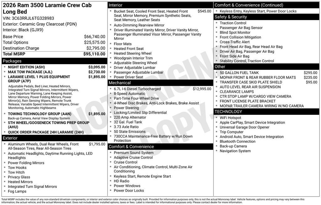 New 2026 RAM 3500 Laramie w/ Night Edition AWD/4WD image 24