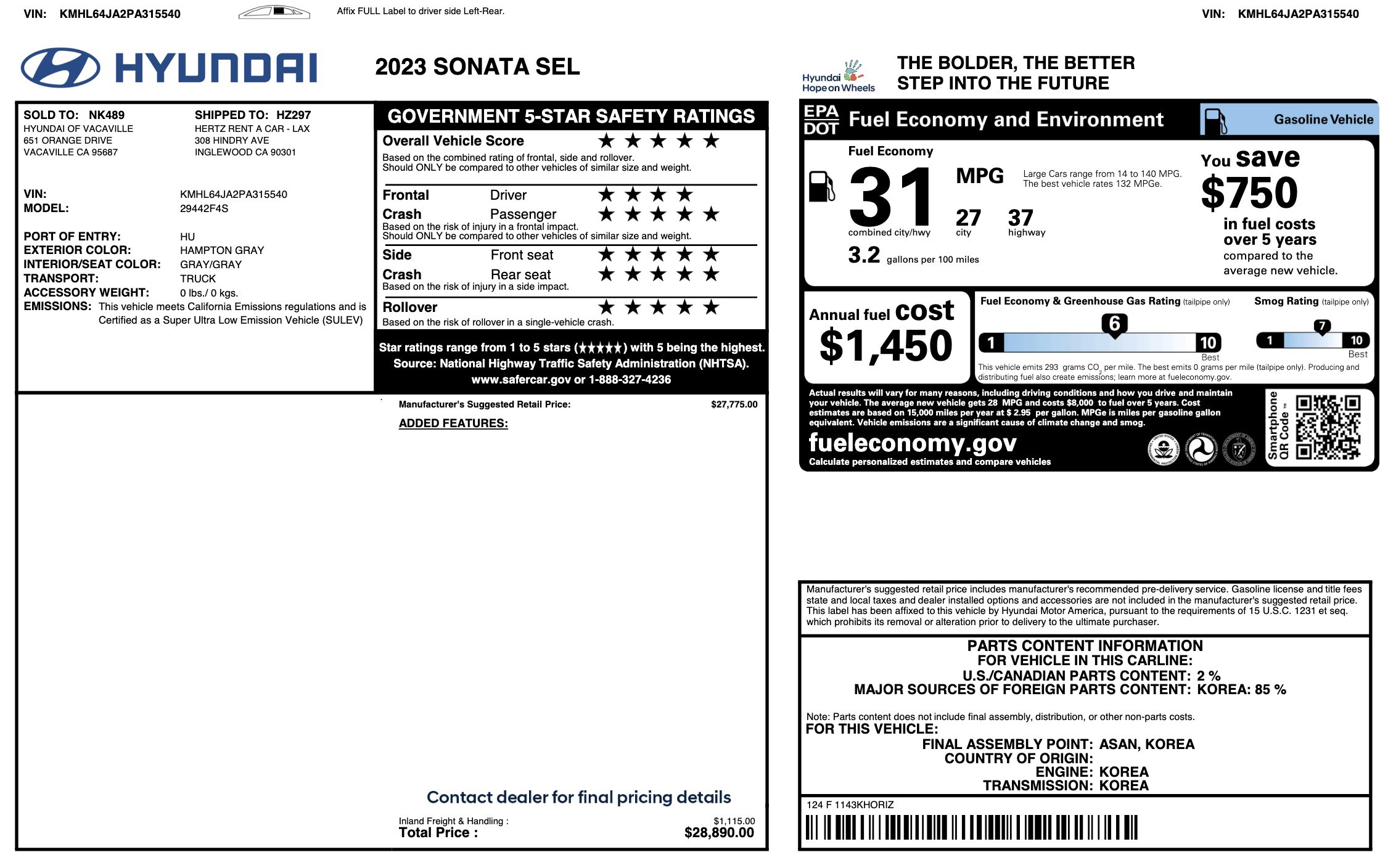 Used 2023 Hyundai Sonata SEL image 3