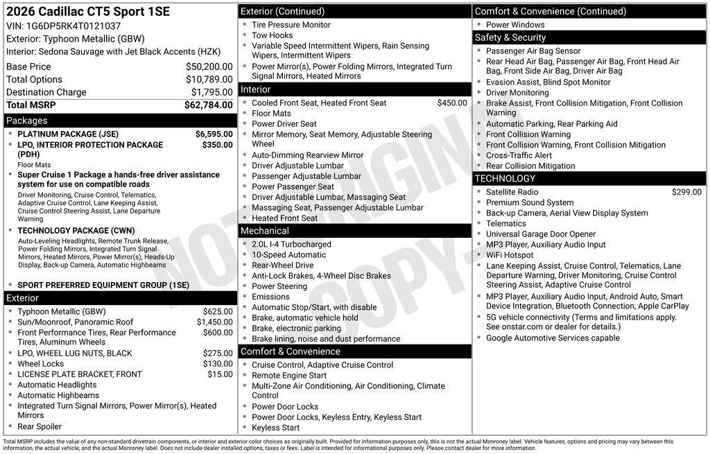 New 2026 Cadillac CT5 Sport w/ Platinum Package RWD image 40