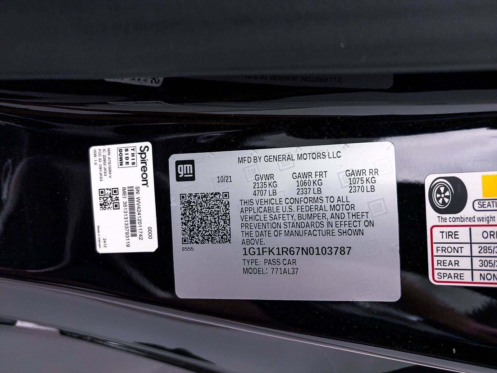 Used 2022 Chevrolet Camaro ZL1 w/ LPO, ZL1 Protection Package RWD image 45
