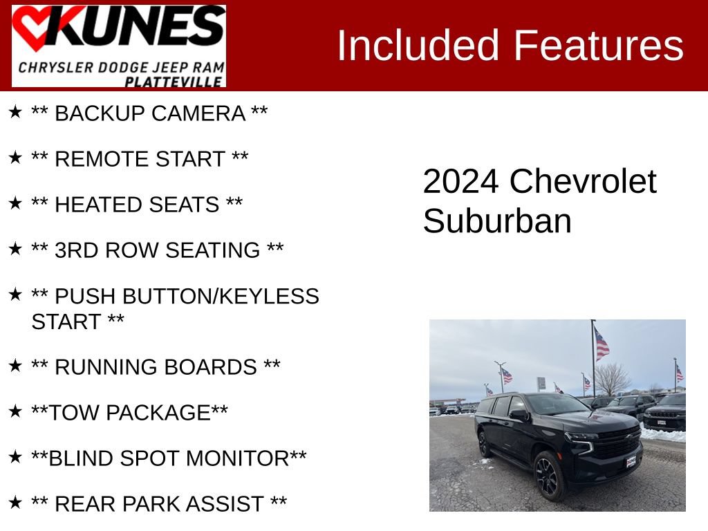 Used 2024 Chevrolet Suburban RST w/ Luxury Package AWD/4WD image 2