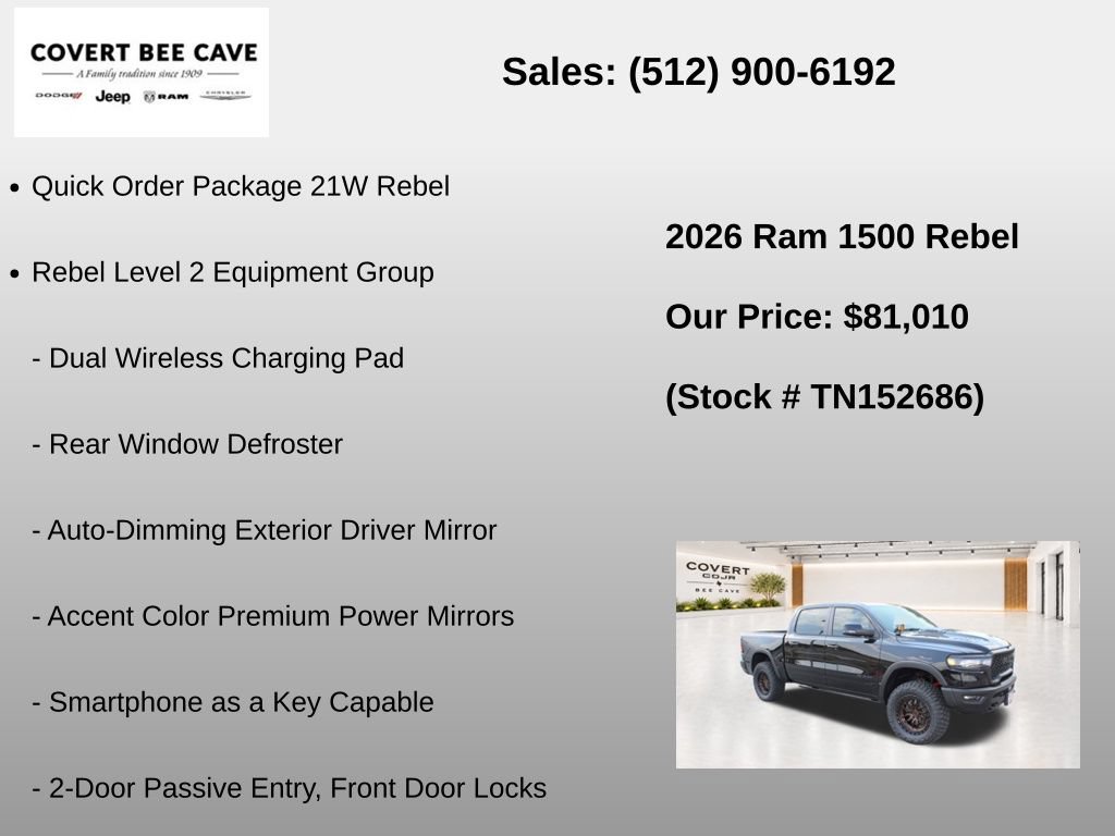 New 2026 RAM 1500 Rebel w/ Advanced Safety Group II AWD/4WD image 7