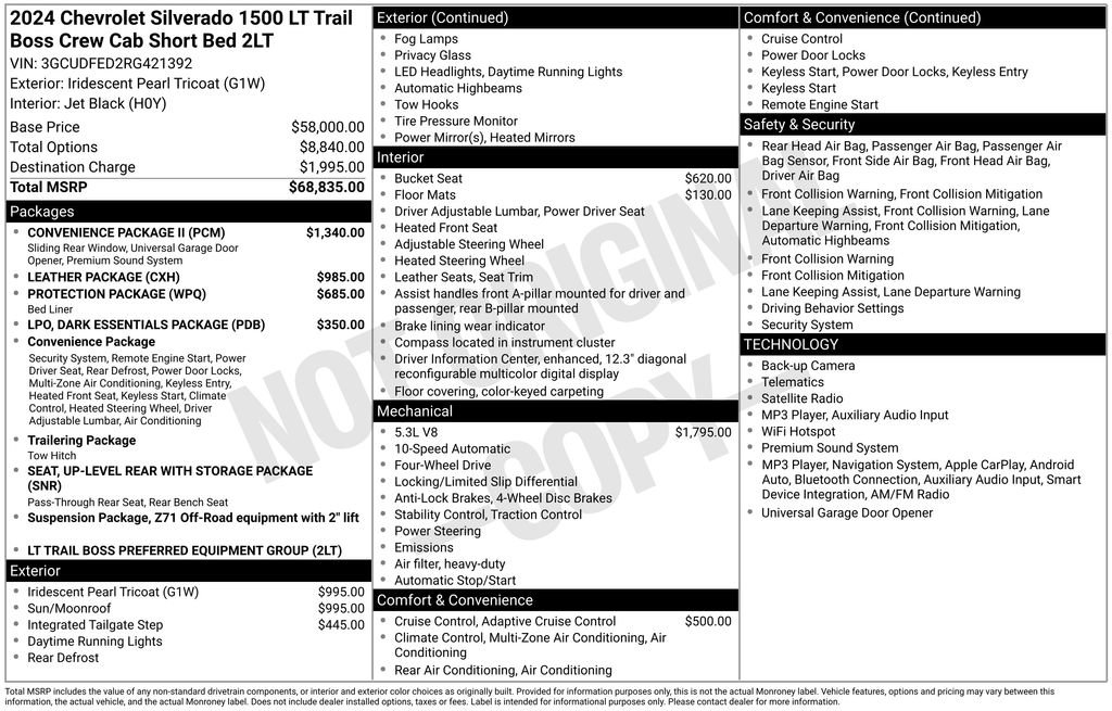 Used 2024 Chevrolet Silverado 1500 LT Trail Boss w/ Convenience Package II AWD/4WD image 6