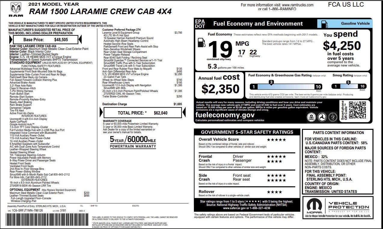 Used 2021 RAM 1500 Laramie AWD/4WD image 11