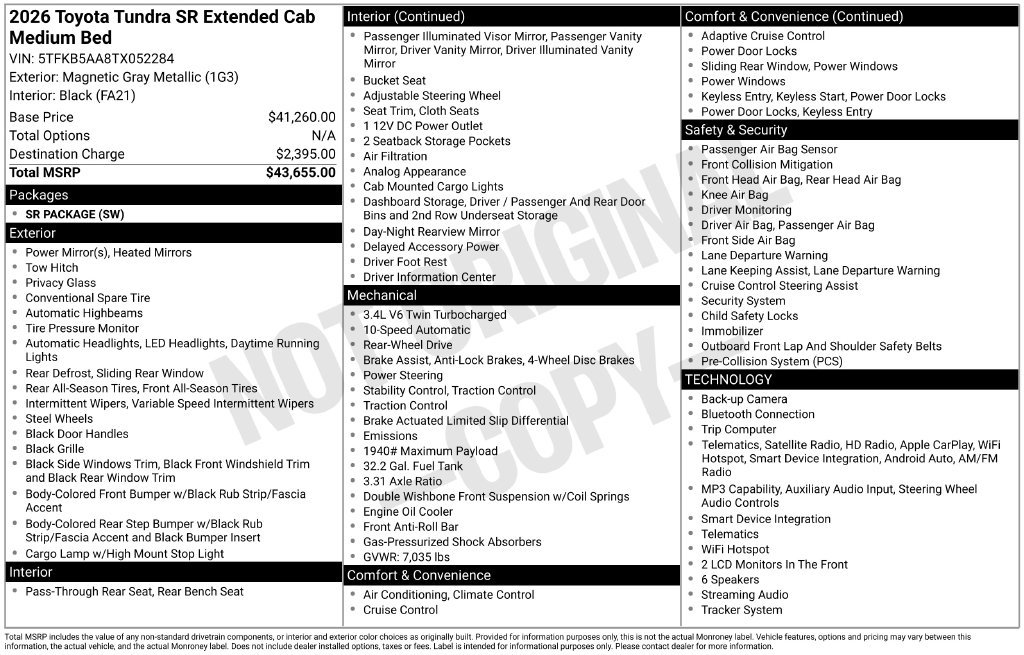 Used 2026 Toyota Tundra SR RWD image 30