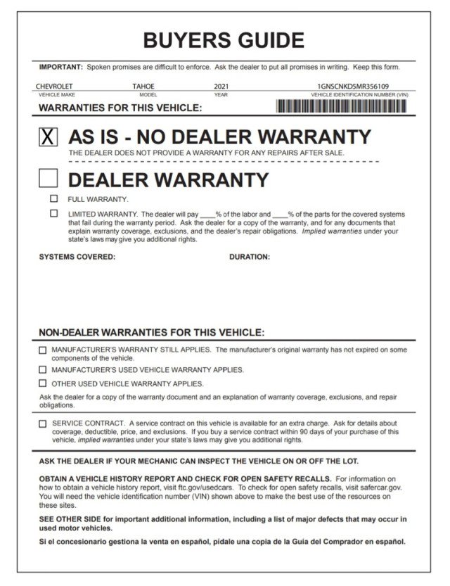 Used 2021 Chevrolet Tahoe LT image 31