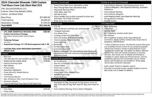 Used 2024 Chevrolet Silverado 1500 Custom Trail Boss w/ LPO, Dark Essentials Package AWD/4WD image 12