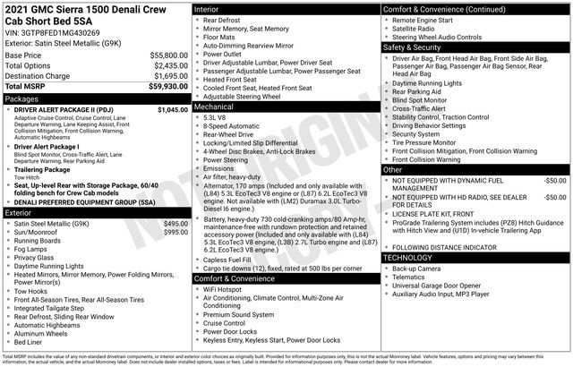 Used 2021 GMC Sierra 1500 Denali w/ Driver Alert Package II image 3