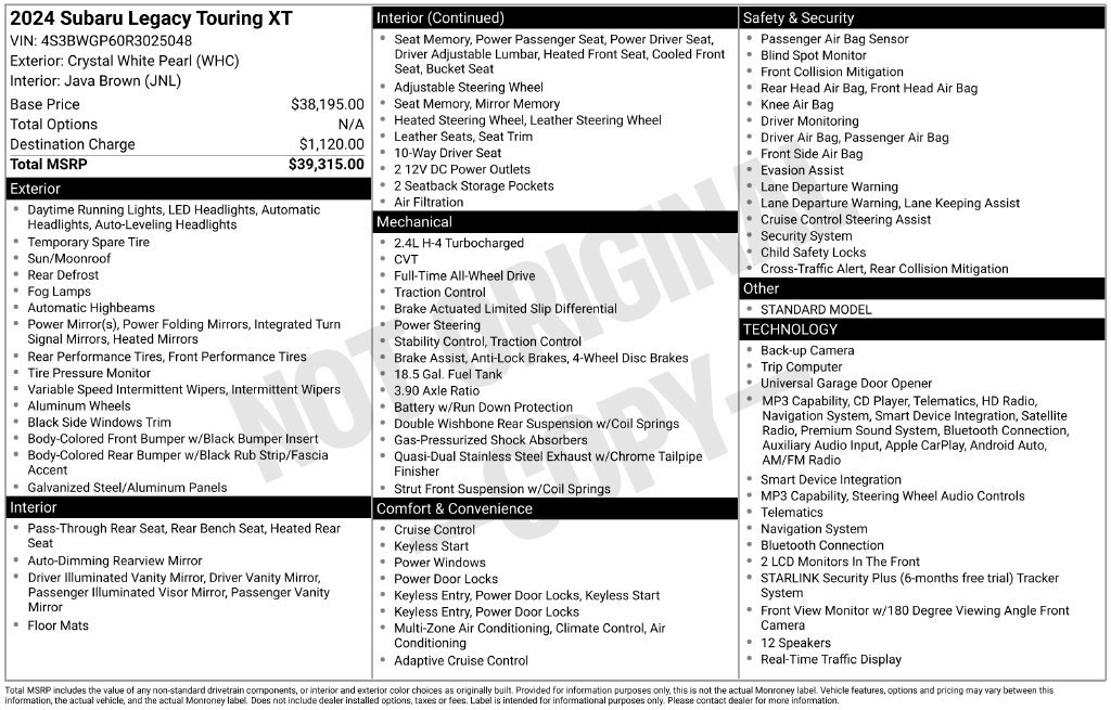 Certified 2024 Subaru Legacy Touring XT AWD/4WD image 11