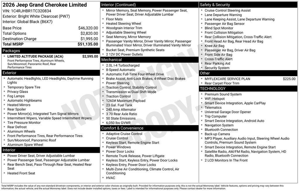 New 2026 Jeep Grand Cherokee Limited w/ Limited Altitude Package AWD/4WD image 4