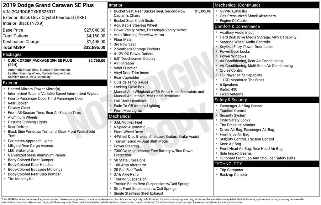 Used 2019 Dodge Grand Caravan SE