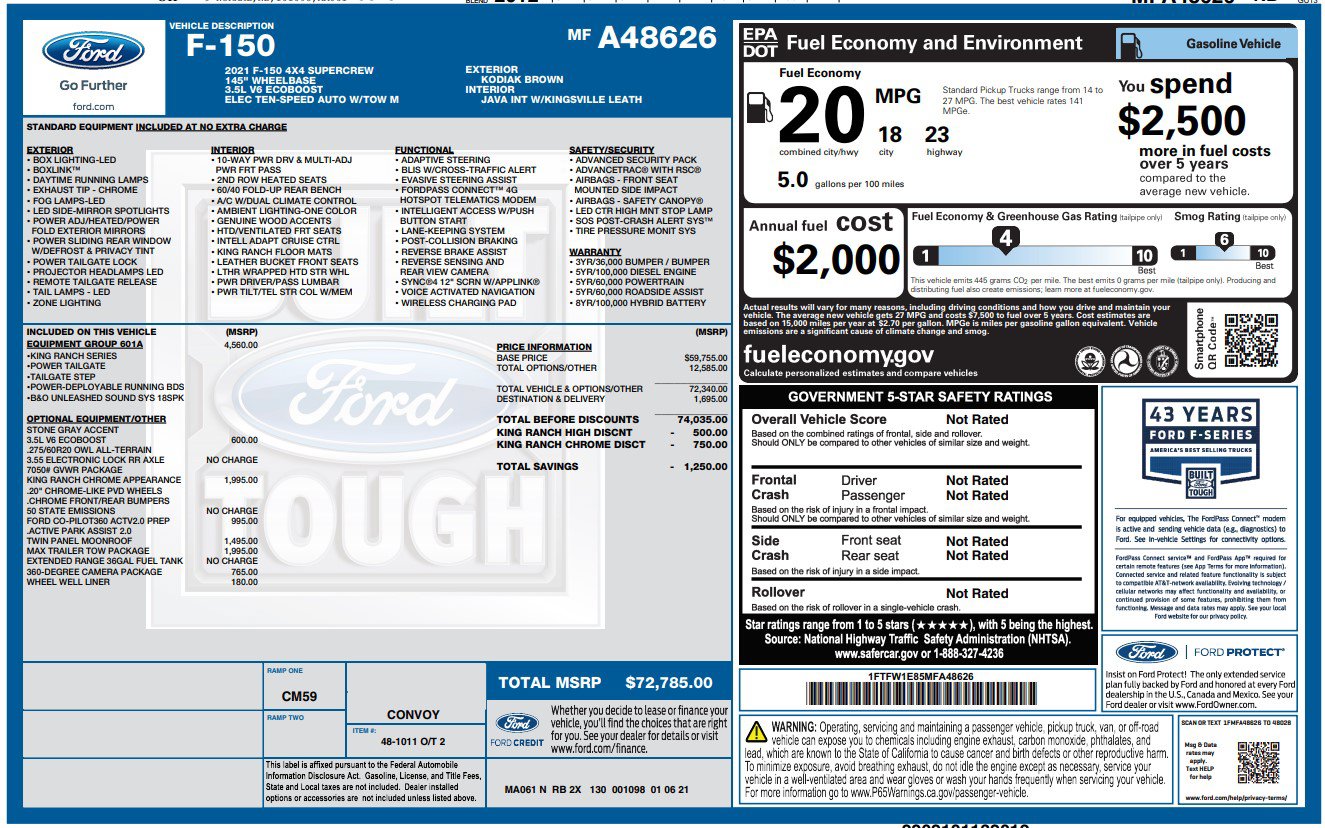 Used 2021 Ford F150 King Ranch w/ Equipment Group 601A High AWD/4WD image 2