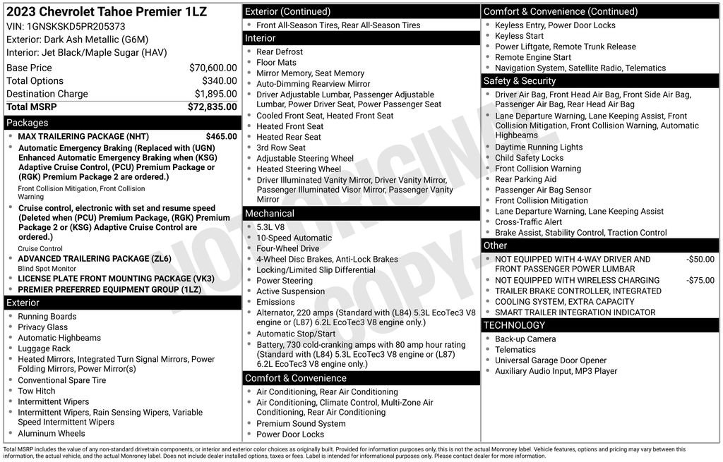 Used 2023 Chevrolet Tahoe Premier w/ Max Trailering Package image 33