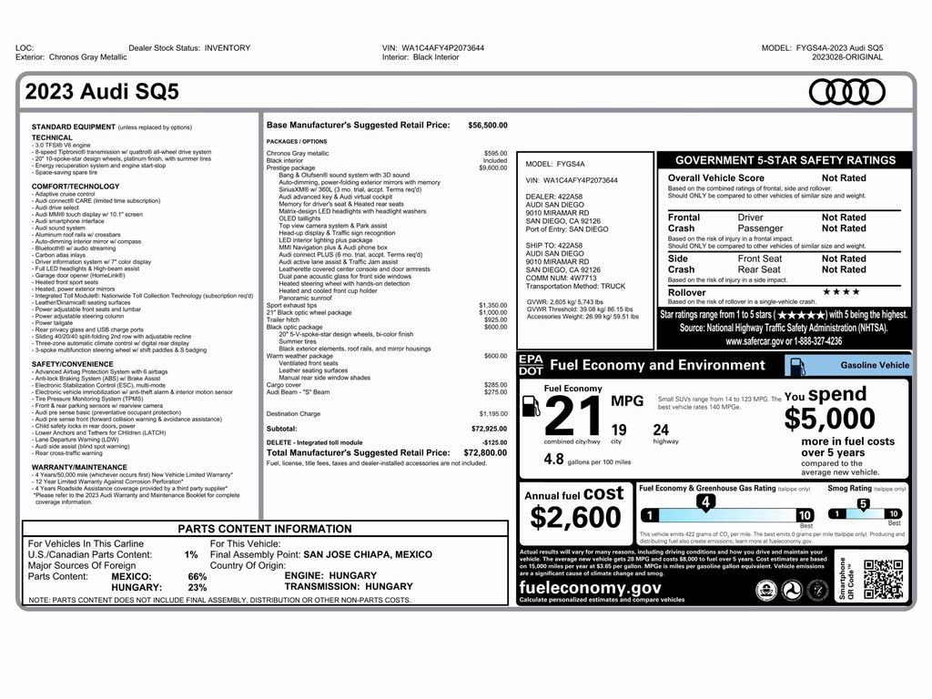 Used 2023 Audi SQ5 Prestige w/ Prestige Package image 2