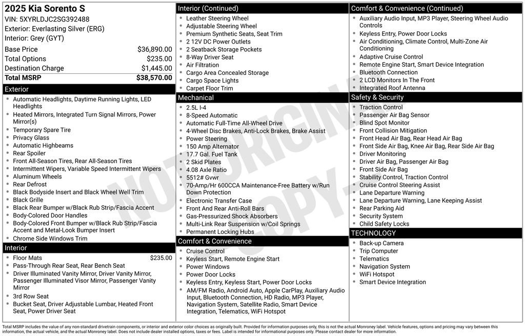 New 2025 Kia Sorento S image 43