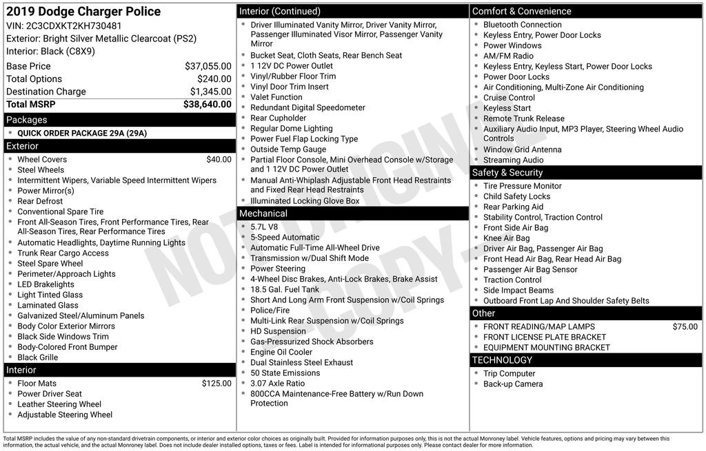 Used 2019 Dodge Charger Police image 15