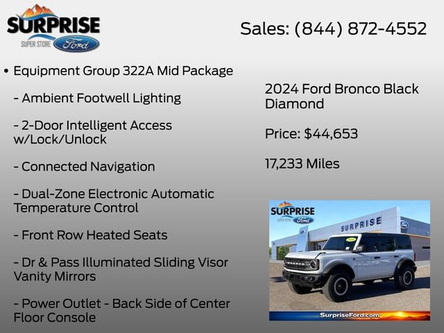 Certified 2024 Ford Bronco Black Diamond w/ Sasquatch Package AWD/4WD image 7