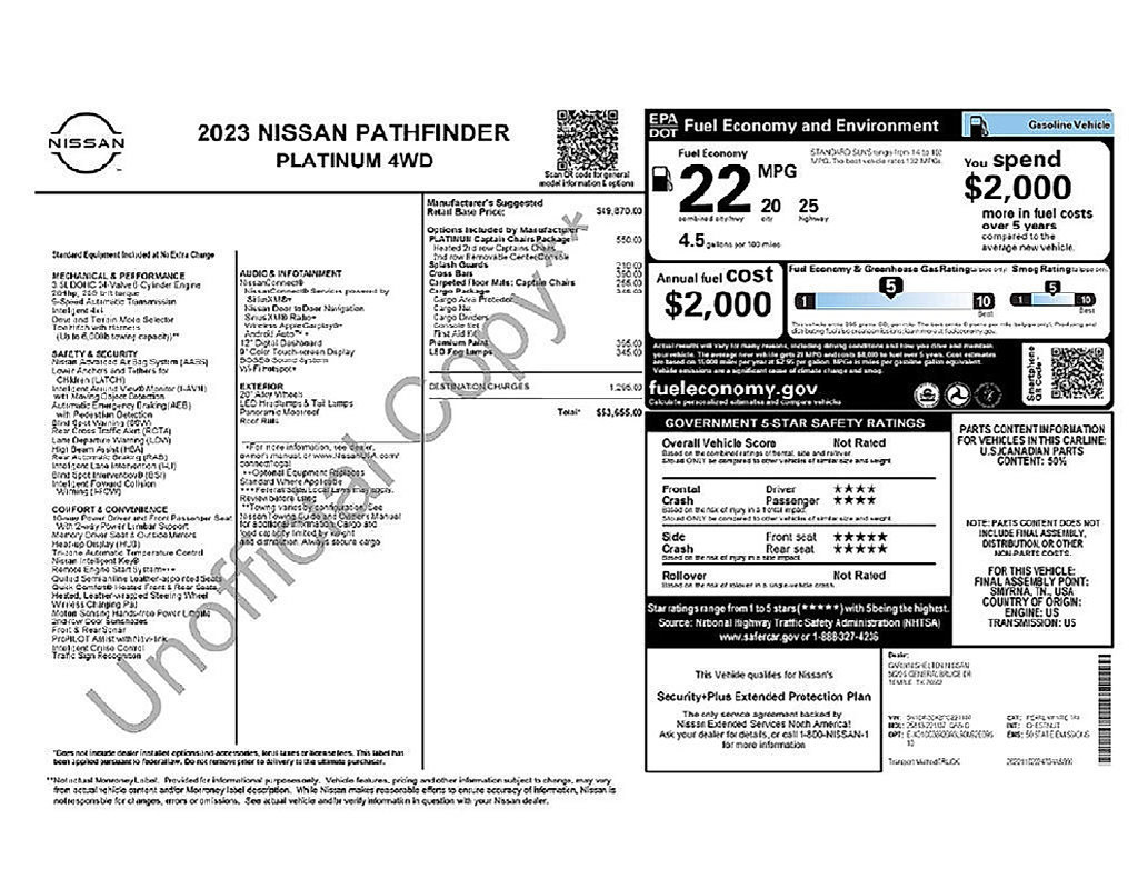 Used 2023 Nissan Pathfinder Platinum AWD/4WD image 34