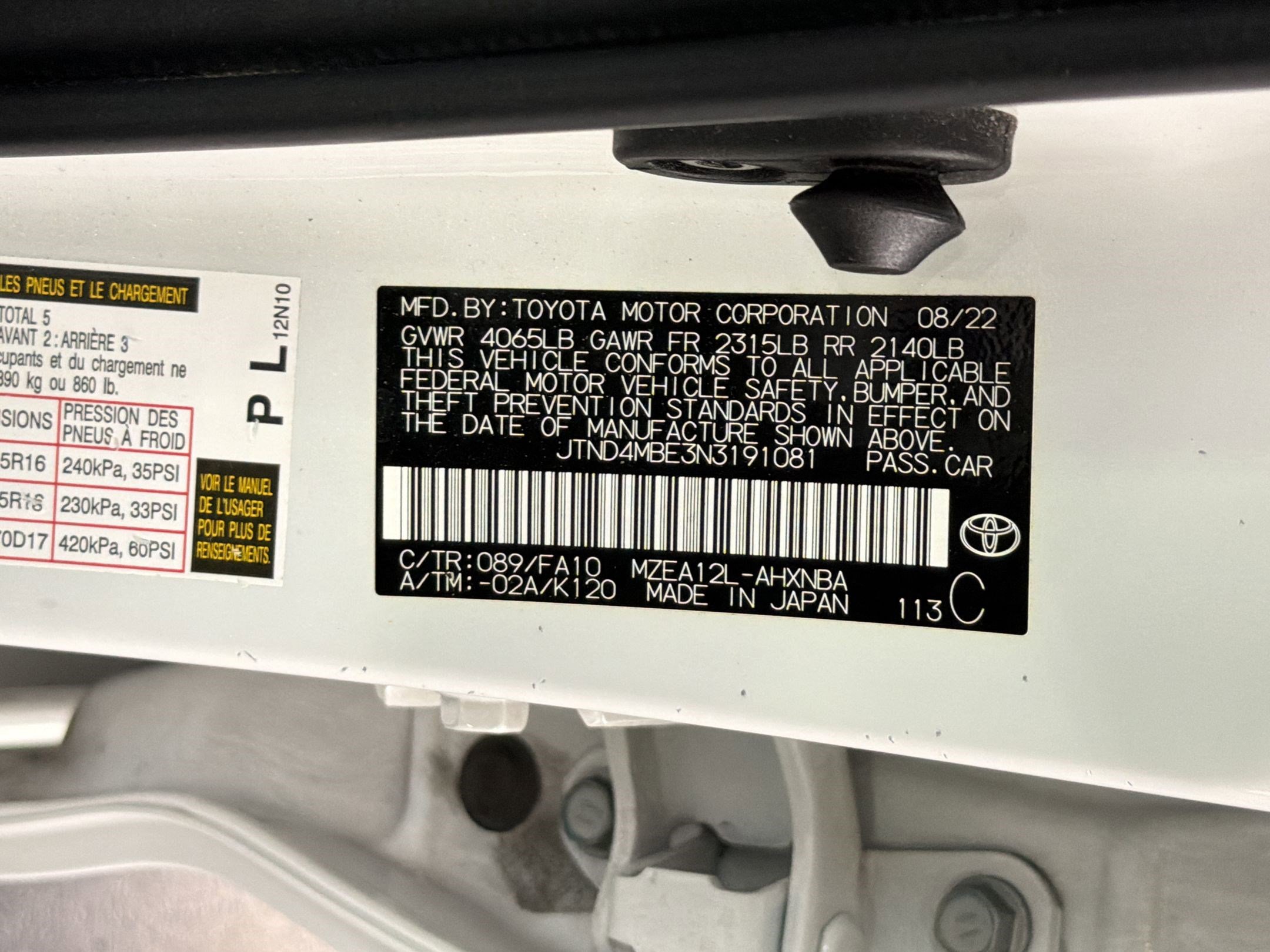 Used 2022 Toyota Corolla SE w/ Carpet Mat Package (TMS) FWD image 19