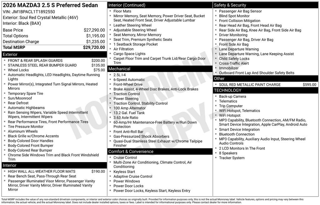 New 2026 MAZDA MAZDA3 2.5 S Sedan w/ Preferred Pkg FWD image 33