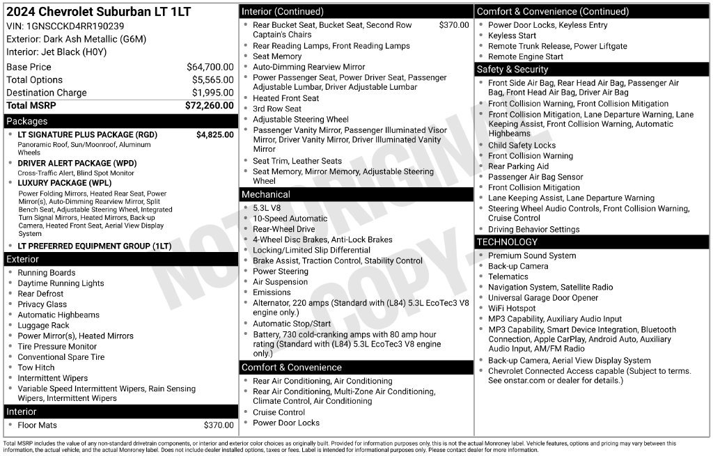 Used 2024 Chevrolet Suburban LT w/ LT Signature Plus Package RWD image 33
